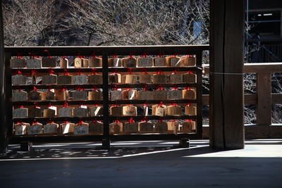 View of red wine in building