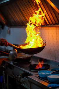 Close-up of meat on barbecue grill