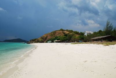 Scenic view of beach against sky