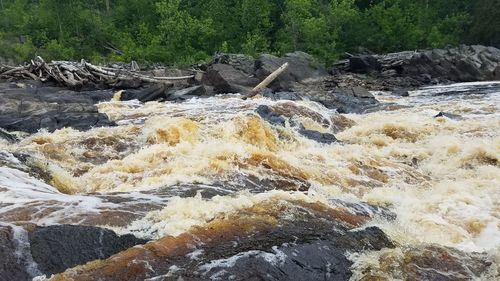 Water flowing through rocks