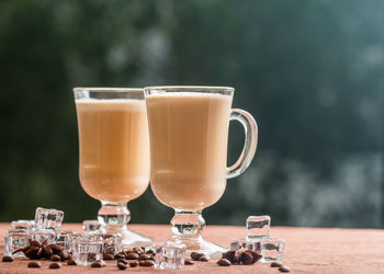 Close-up of coffee served on table