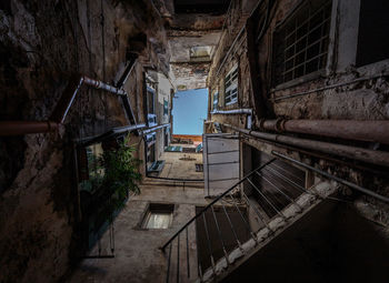 Directly below shot of abandoned building