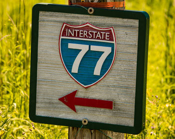 Close-up of information sign