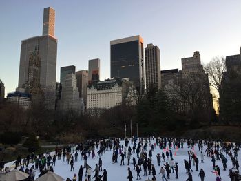 Wollman rink, a public ice rink in the southern part of central park, manhattan, new york city