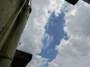 Low angle view of building against cloudy sky