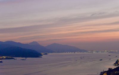 Scenic view of sea at sunset