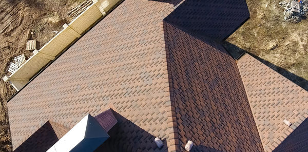 High angle view of roof of building