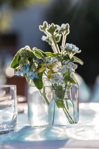 Close-up of flower vase on table