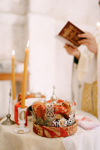 Close-up of food on table