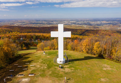 Scenic view of landscape against sky during autumn