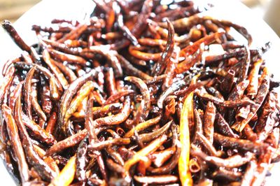 High angle view of noodles in plate