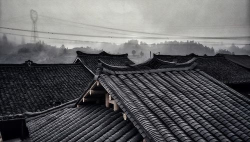 Roof of house against sky