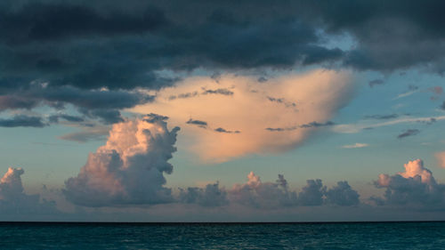 Scenic view of sea against sky at sunset