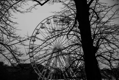 Low angle view of bare tree against sky