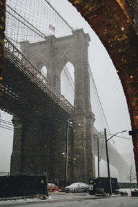 Low angle view of suspension bridge