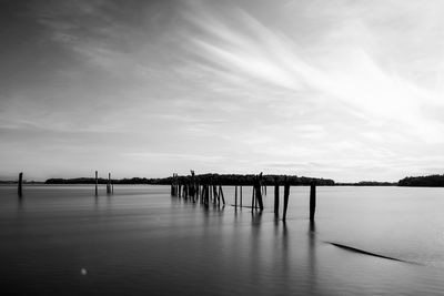 Pier on sea against sky