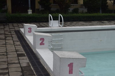 Reflection of building on swimming pool