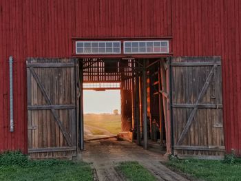 Wooden door of barn