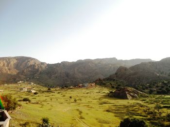 Scenic view of landscape against clear sky