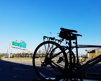 Bicycles parked on road