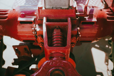 Close-up of red tractor