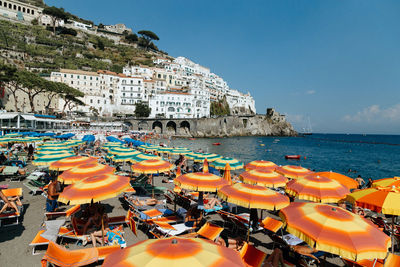 Panoramic view of sea against clear sky