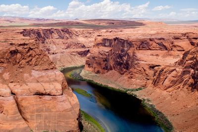 High angle view of colorado river and rock formations