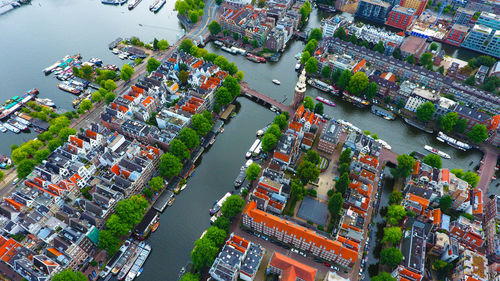 High angle view of cityscape against sky