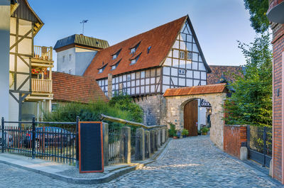 Sstreet with historical half-timbered houses in quedlinburg, germany