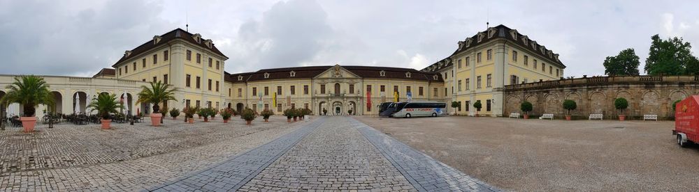 Panoramic shot of historic building against sky in city