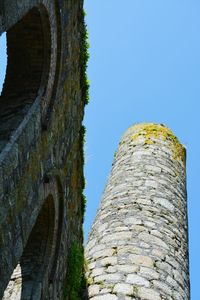 Low angle view of old ruin against clear sky