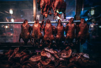 Meat for sale at market stall