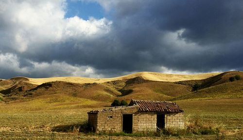 Scenic view of landscape against cloudy sky