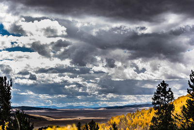 Scenic view of dramatic sky over landscape