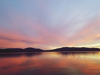 Scenic view of river against sky at sunset