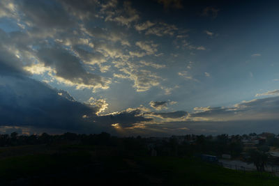 Scenic view of landscape against sky at sunset