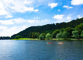 Landscape of lake windermere at lake district national park in united kingdom