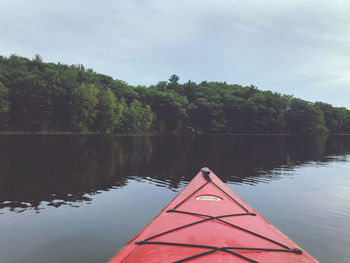 Reflection of trees in lake against sky