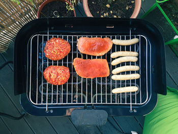 Close-up view of food on grill