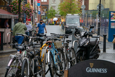 Bicycles on street in city