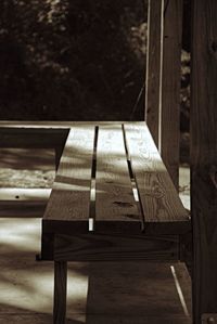 Close-up of wooden bench