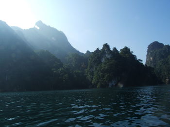 Scenic view of lake against clear sky