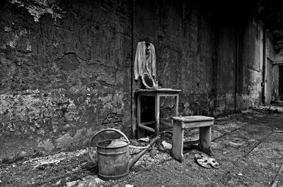 Old chair in abandoned building