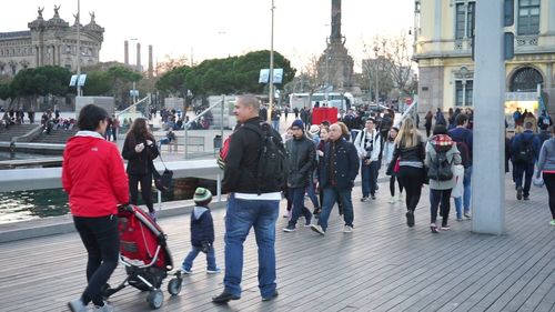 People on street in city