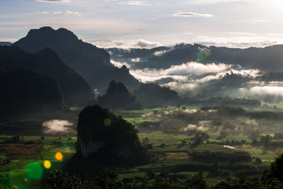 Scenic view of landscape against sky during sunset