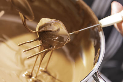 High angle view of ice cream in bowl