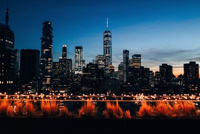 Illuminated city at night