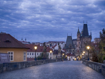 View of city at night