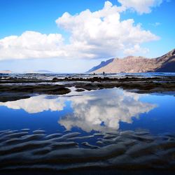 Scenic view of lake against sky