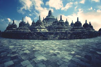 Low angle view of temple against sky